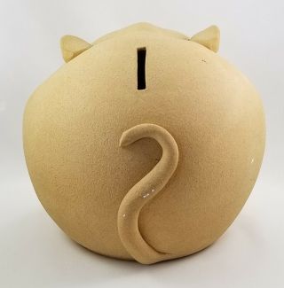 Fat Cat Piggy Bank Handmade Stone Ware Pottery With Cork Plug LARGE Kitty Bank 4
