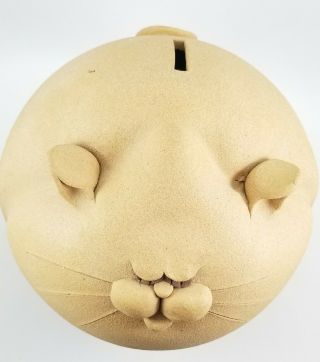 Fat Cat Piggy Bank Handmade Stone Ware Pottery With Cork Plug LARGE Kitty Bank 6