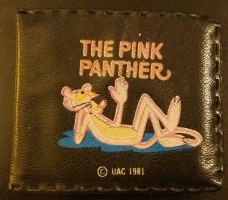 The Pink Panther Wallet Black Plastic Billfold Kids Vintage 1981 Rare