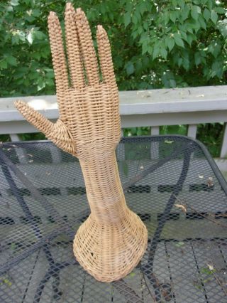 Vintage Wicker Hand Arm Stand Rattan 14 
