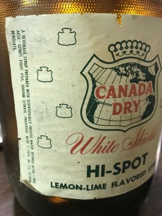 Canada Dry Soda Syrup Bottle Jug Glass 1 Gallon Hi - Spot White Shield Amber 3