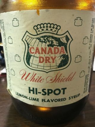 Canada Dry Soda Syrup Bottle Jug Glass 1 Gallon Hi - Spot White Shield Amber 4