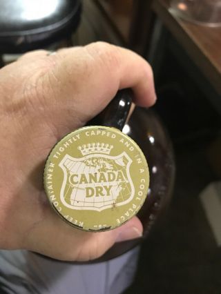 Canada Dry Soda Syrup Bottle Jug Glass 1 Gallon Hi - Spot White Shield Amber 5