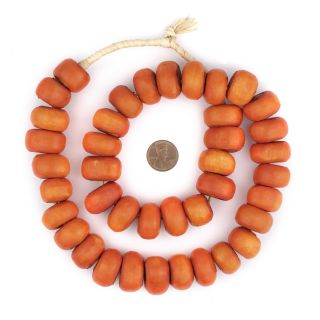 Kenya Coral Bone Beads Large 23mm African Orange Round Large Hole 26 Inch Strand