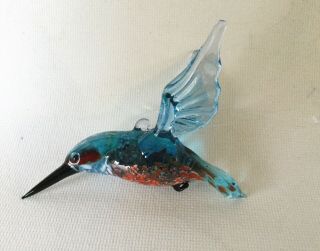 Blown Glass MURANO Hummingbird Bird Figurine Ornament Russia 4