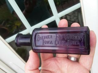 Iowa City,  Iowa Boerner - Fry Company Blown Purple Medicine Bottle 1890 