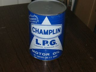 Vintage Champlin Motor Oil Can Lpg One Quart