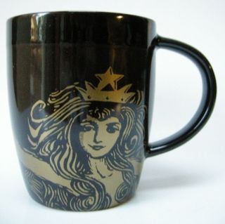Starbucks Coffee Mug Tea Cup Brown Gold Mermaid Siren Anniversary Bone China