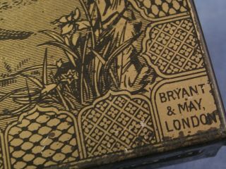 PEACOCK BRYANT & MAYS ROYAL WAX VESTA CASE TIN MATCH BOX 1870 LARGE MATCHBOX 2