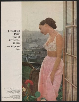 1965 Maidenform Bra - Sexy Woman Dreamed Paris Was At My Feet - Vintage Ad