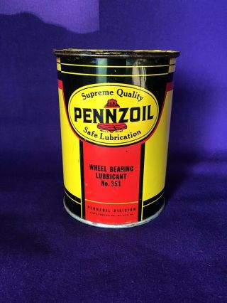 Vintage Pennzoil Lubricant Grease Can 1lb Gas & Oil Service Station Garage Cool