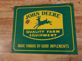 Vintage John Deere Sign Quality Farm Equipment Made Famous By Good Implements