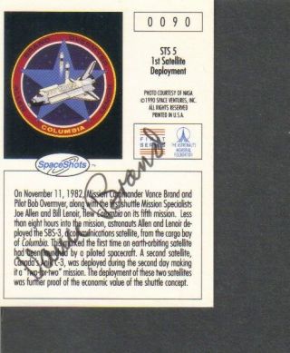 Apollo Shuttle Astronaut Vance Brand Signed Space Shot Card 90