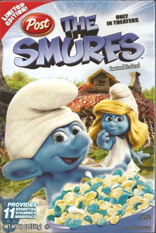 The Smurfs Post Cereal Limited Edition Collectors Box Papa Smurf & Smurfette