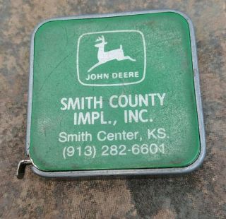 Vintage John Deere Dealer Advertising Tape Measure Barlow Smith Center Kansas