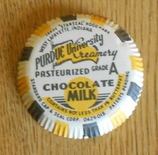 Purdue Creamery Dairy Indiana Ind In Cover Milk Bottle Cap West Lafayette