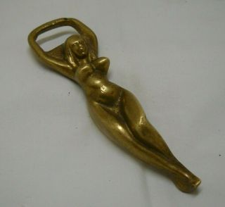 Greece Vintage Rare Solid Brass Nude Woman Figure Bottle Opener 4