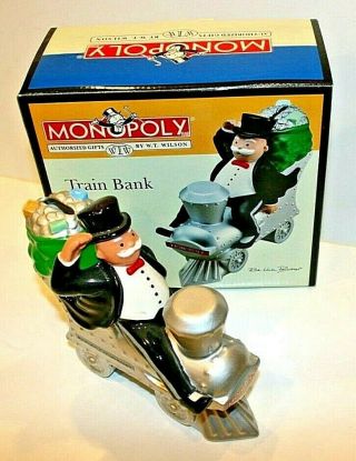 Ceramic Monopoly Train Piggy Bank Rich Uncle Pennybags