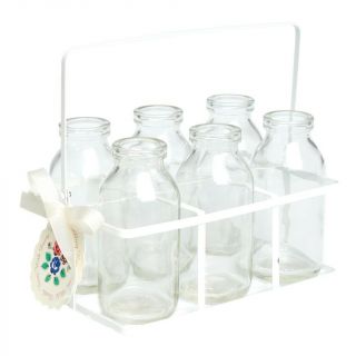 Dotcomgiftshop Set 6 School Milk Bottles In Crate Flower Vase Drinking Glass