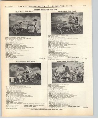 1938 Paper Ad 4 Pg Shelby Airflo Streamline Bicycle Deluxe Modern Design