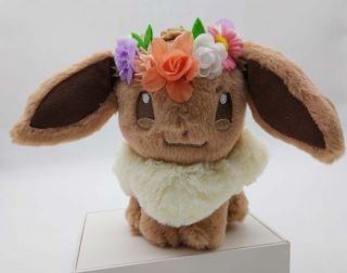 Japan Pokemon Center Easter 2018 Eevee Plush With Flower Crown Kawaii
