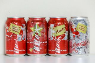 2007 Coca Cola 4 Cans Set From Venezuela,  Christmas