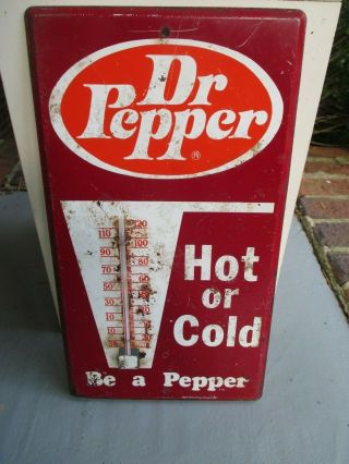 Vintage Dr Pepper Soda Pop Thermometer Hot Or Cold Store Advertising 12 " X 7 "