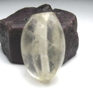 Rare Ancient Clear Oval Crystal Rock Quartz Bead 14mm X 21mm