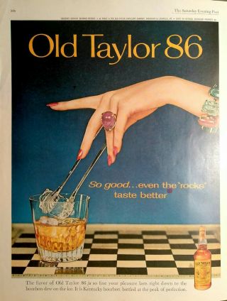 Vintage Print Ad - 1962 Old Taylor 86 Kentucky Bourbon Illustration Art