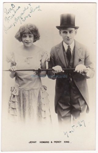 Music Hall,  Variety Comedienne Jenny Howard And Percy King.  Signed Postcard 1927