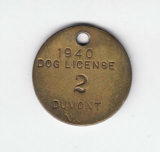 1940 Dumont Jersey Dog License Tag 2
