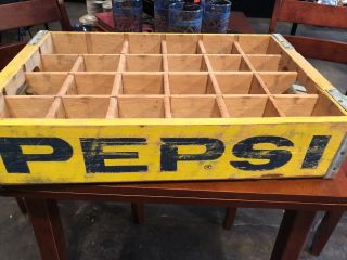 Vintage Pepsi Cola Beverage Wood Crate Soda Pop Wood Box Crate With 4 Glasses 2