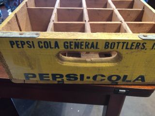 Vintage Pepsi Cola Beverage Wood Crate Soda Pop Wood Box Crate With 4 Glasses 3