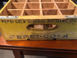 Vintage Pepsi Cola Beverage Wood Crate Soda Pop Wood Box Crate With 4 Glasses 4