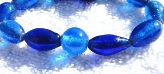 13 Old Antique Translucent Royal Blue Chinese Peking Glass Beads