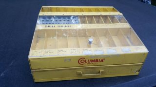 Vintage Columbia Drill Bits Store Counter Top Display Case Drawer Organizer