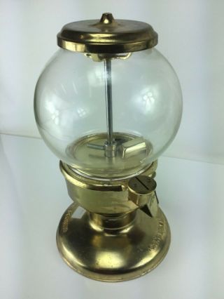 Vintage rare Carousel Bubble Gum Candy Machine Cast Metal Glass Globe Gold 3