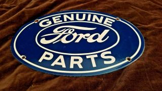 Vintage Ford Porcelain Gas Auto Motors Parts Service Station Pump Plate Sign