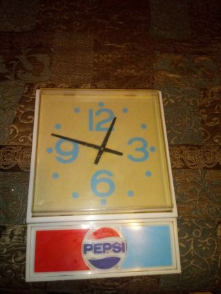 Vintage Pepsi Advertising Wall Light Up Clock Sign By American Sign Work