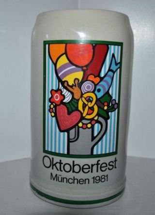 Rastal Mug Germany Beer Stein Oktoberfest Munchen 1981 1l Signed E Strom
