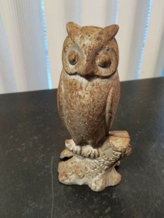 Antique Ac Williams Cast Iron Be Wise Save Money Owl Coin Still Bank