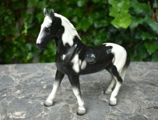 Vtg Japan Pinto Horse Paint Black/white 7 " L X 6.  5 " H Mid - Cent Gr8 Eyes