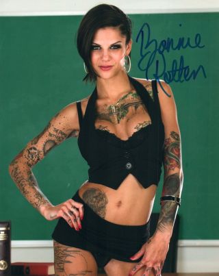 Bonnie Rotten Adult Porn Star Signed 8x10 Photo 299a Avn Award Winner Tattoo