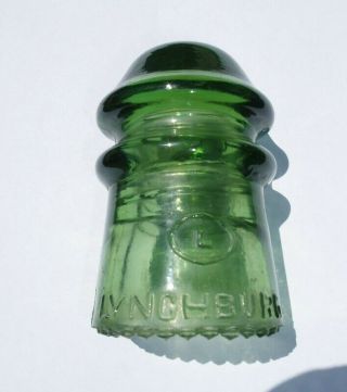 Lynchburg No 10 Made In The U.  S.  A.  Green Antique Glass Insulator