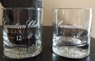 Set Of 2 Canadian Club Classic 12 Year Whisky Round Glasses