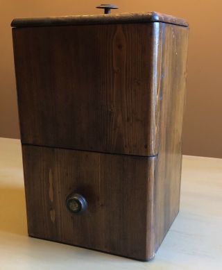 Antique Vintage Wooden Bread Box Tea Coffee Storage