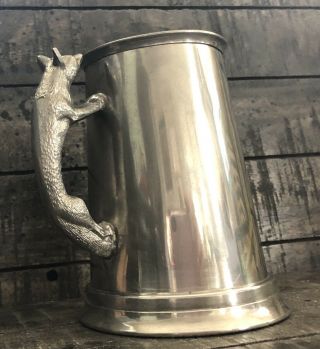 Vintage Pewter Wolf Handle Sheffield Beer Tankard Mug Stein