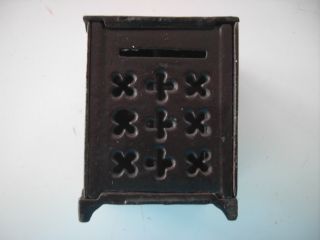 Antique Small Square Cast Iron Bank - Very Unique 3