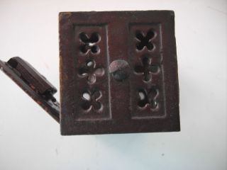 Antique Small Square Cast Iron Bank - Very Unique 4