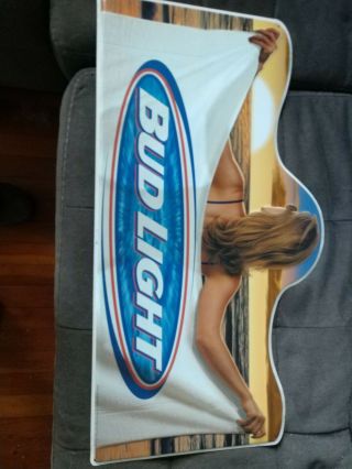 Bud Light Budweiser Towel Girl Embossed Metal Sign 30x16 